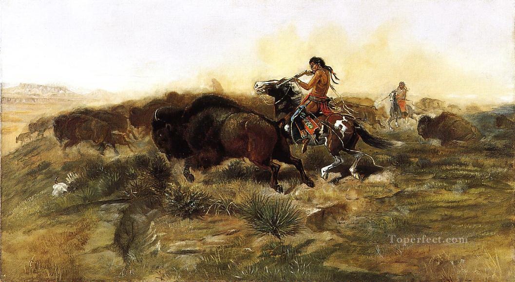 Wildfleisch für wilde Männer 1890 Charles Marion Russell Indianer Ölgemälde